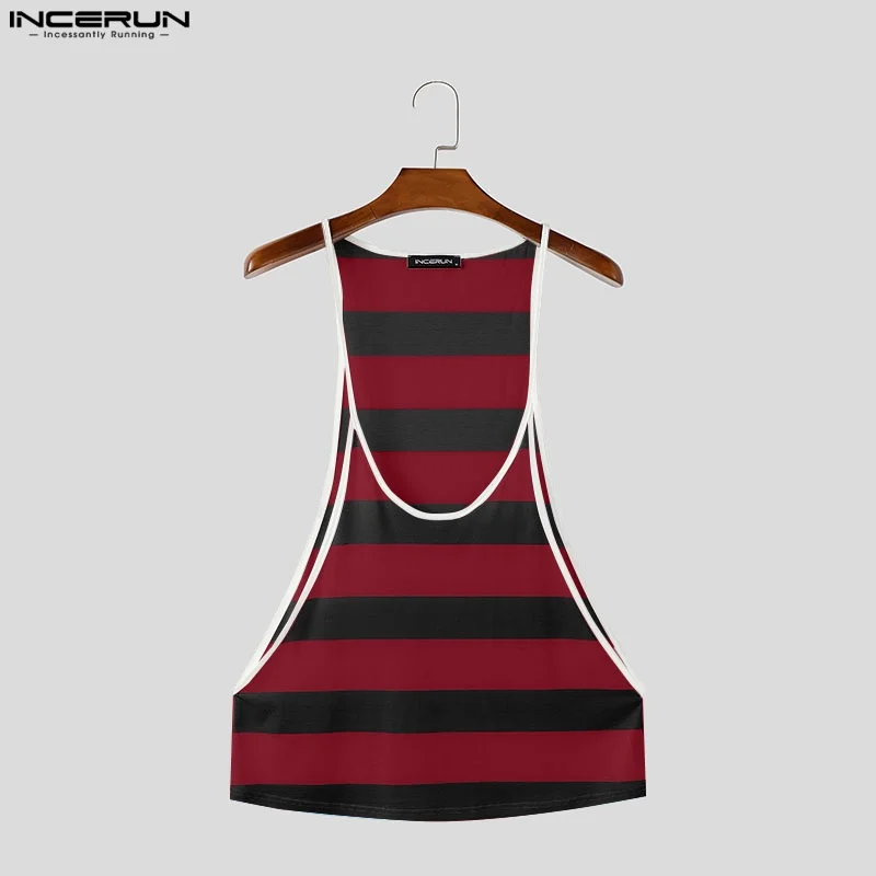 INCERUN Men Tank Tops Striped Sexy Sleeveless Summer Breathable Male Vests Streetwear 2025 Oversize Fashion Men Clothing Tops - Image 3