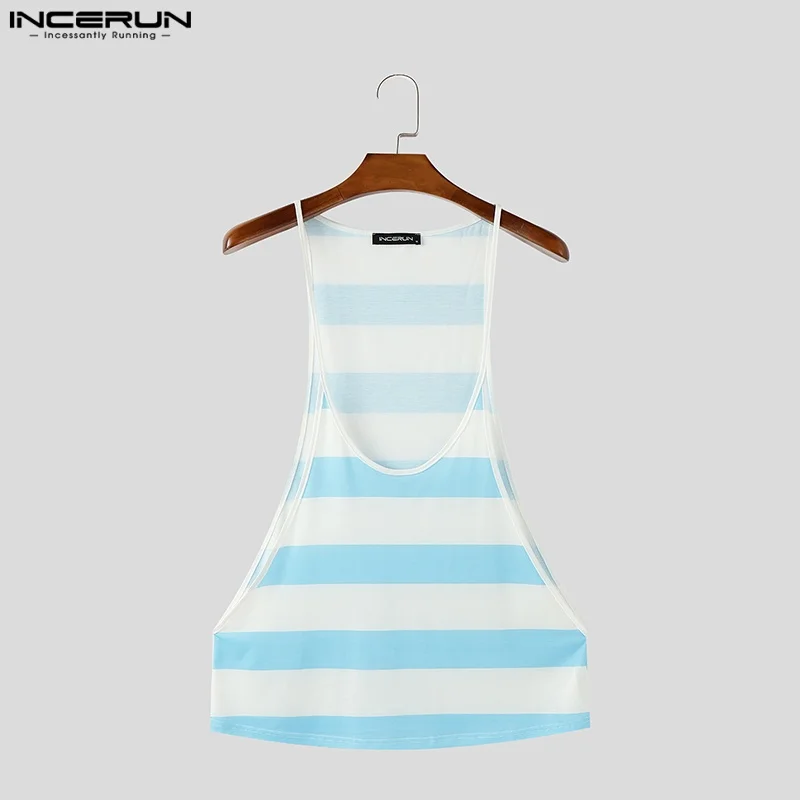 INCERUN Men Tank Tops Striped Sexy Sleeveless Summer Breathable Male Vests Streetwear 2025 Oversize Fashion Men Clothing Tops - Image 4